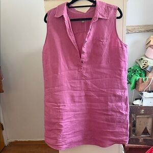 Sleeveless J. Jill Pink Button-Up Dress